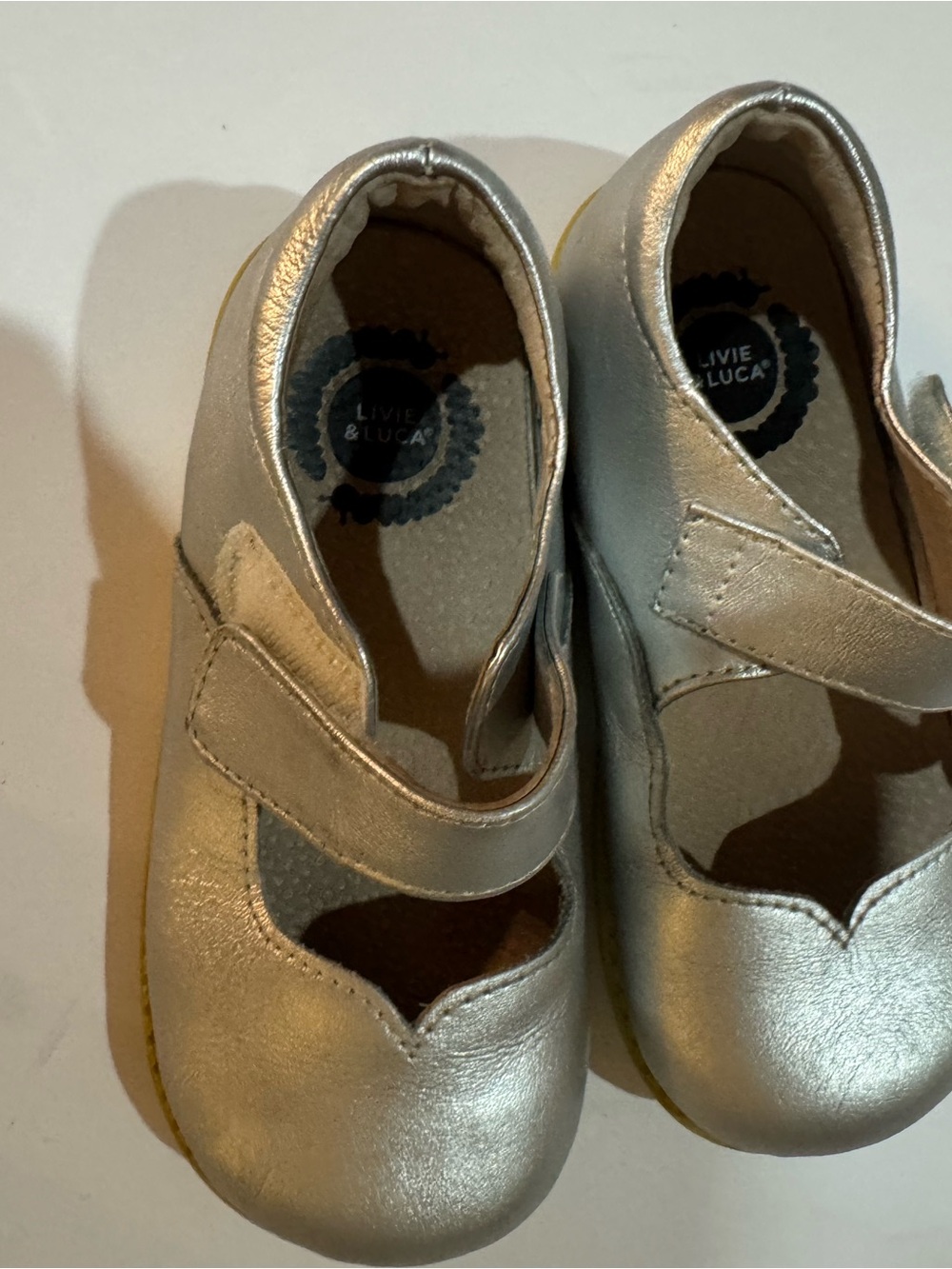 Livie & Luca Metallic Silver T-Strap Mary Jane Kids Shoes